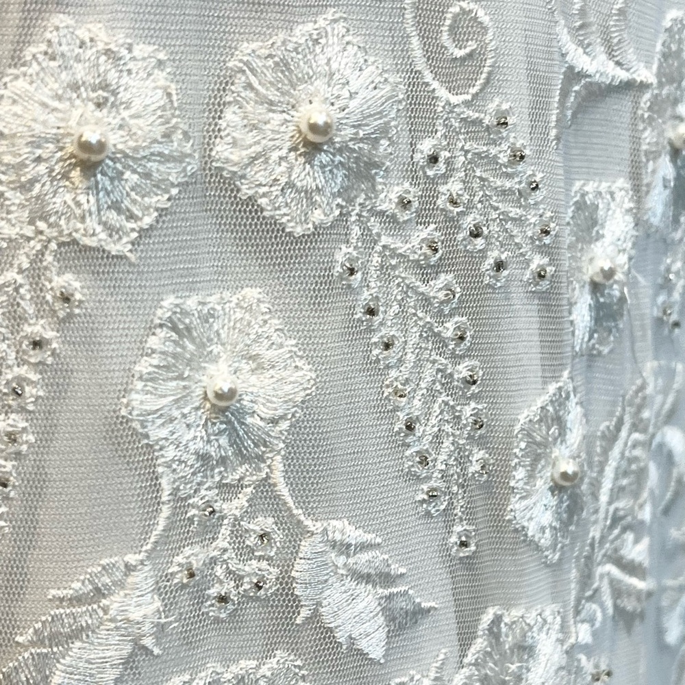 Lace open back train wedding dress bridal‎ gown sleeveless beaded embroidered - Picture 12 of 17